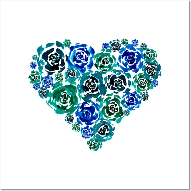 Turquoise Heart of Peonies Wall Art by ZeichenbloQ